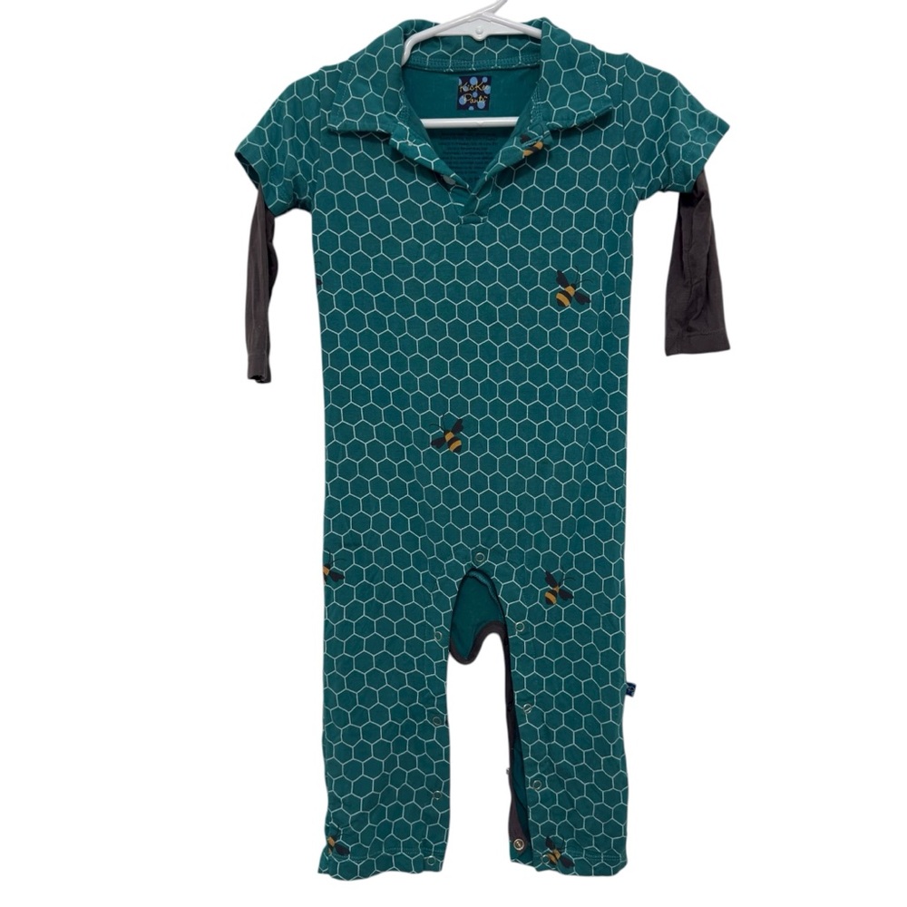 Kickee Pants Teal Honeycomb Bodysuit